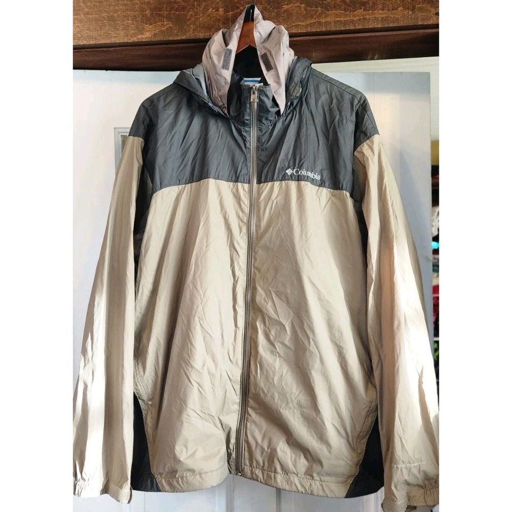 Columbia Omni Shield Windbreaker Jacket Mens XL Nylon Hooded Outdoor Packable